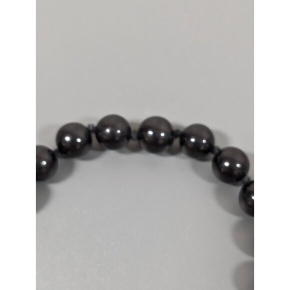 Vintage Black Glass Round 8mm Bead Knotted Bracelet Classic Retro 7 inches - Picture 5 of 11